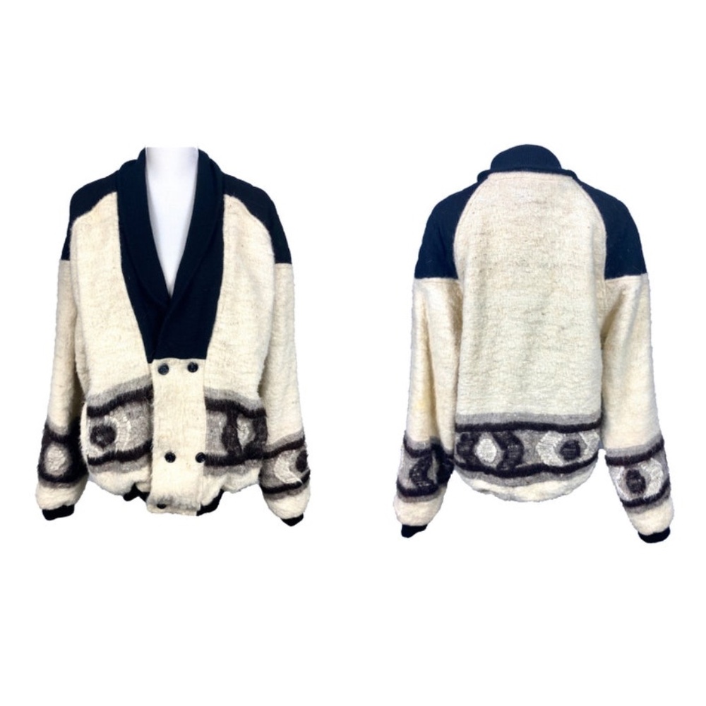 Vintage Wool Sweater Jacket Southwestern 50's Clothing | Large Sweater Jacket